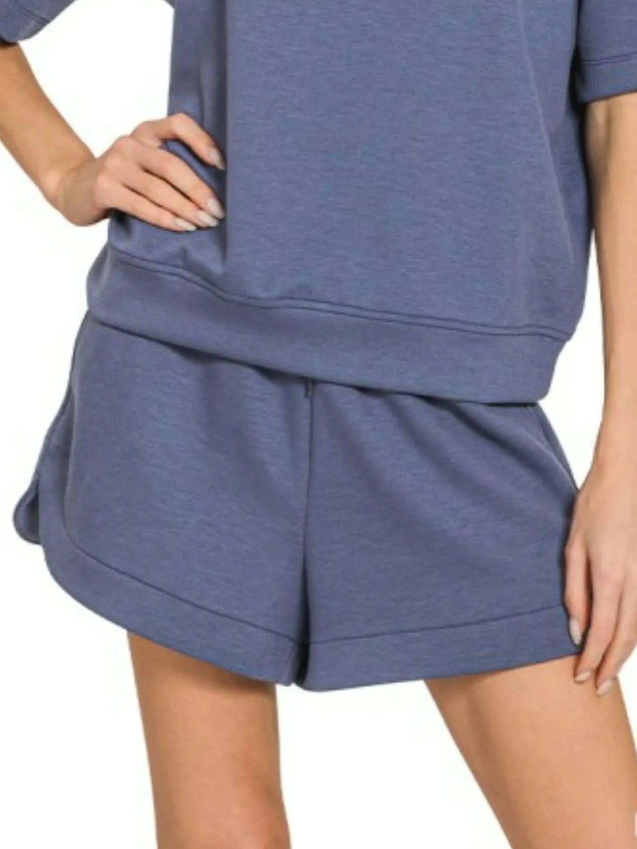 Zenana Scuba Short Sleeve Top & Shorts Set - SwagglyLife Home & Fashion